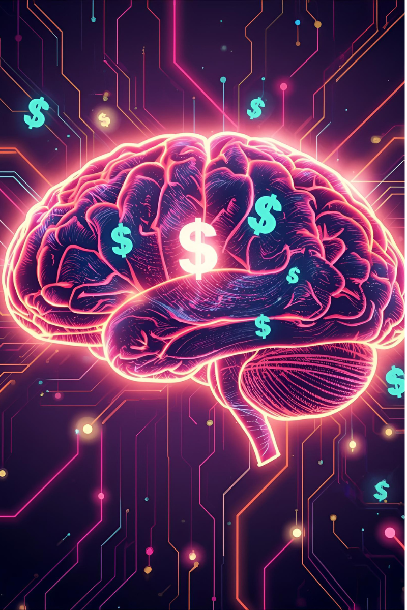 Cérebro iluminado representando inteligência financeira e ganho de dinheiro